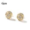 Hip-hop Full Diamond Gold Round Men's Stud Earrings Summer High-end Zircon Ear Jewelry New Products