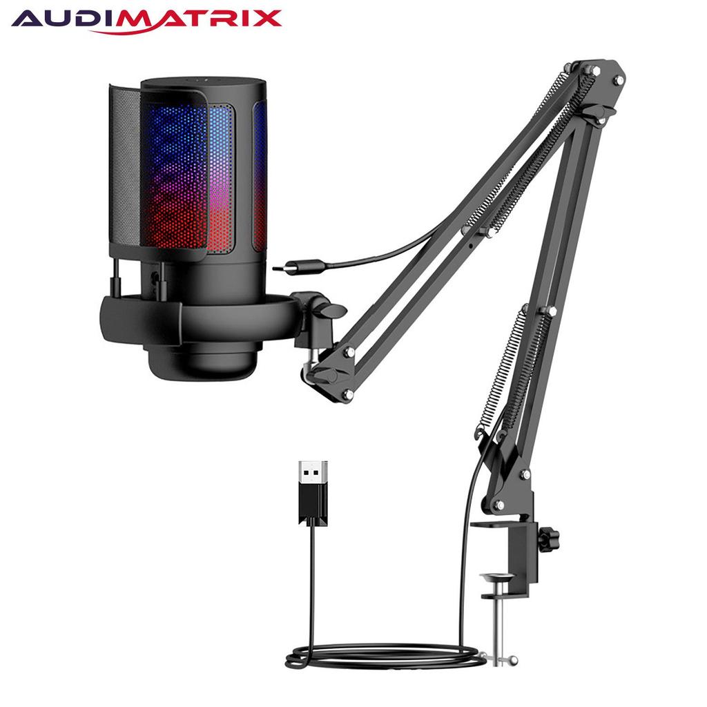 RGB USB Condenser Microphone ME6S: Live Streaming & Gaming Esports Mic