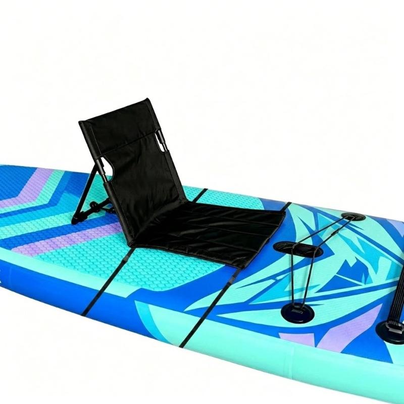 Paddleboard Chair Seat with Padded Back Support, Rod Connection, and Clip Fasteners for Sit-Down Paddling, Outdoor Fishing, and Lake or Beach Outings