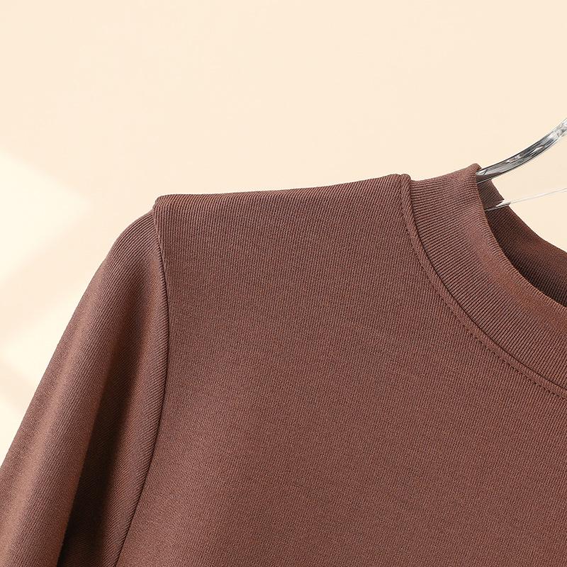 Women's Long Sleeve Slimming Cotton Base Layer Top - Spring/Autumn Fashionable Versatile Round Neck T-shirt, 2025 New Arrival