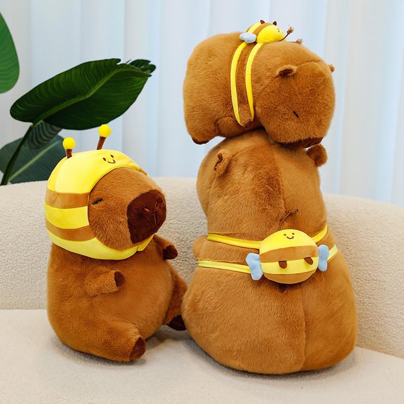 Plush Capybara Bee Toy Cartoon Stuffed Doll Living Room Decoration Gift Kids