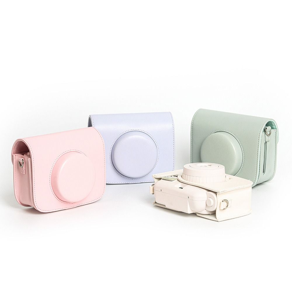 PU Leather Instant Camera Case Anti Scratch with Shoulder Strap Storage Bag Shockproof Portable Protective Cover for Popoto
