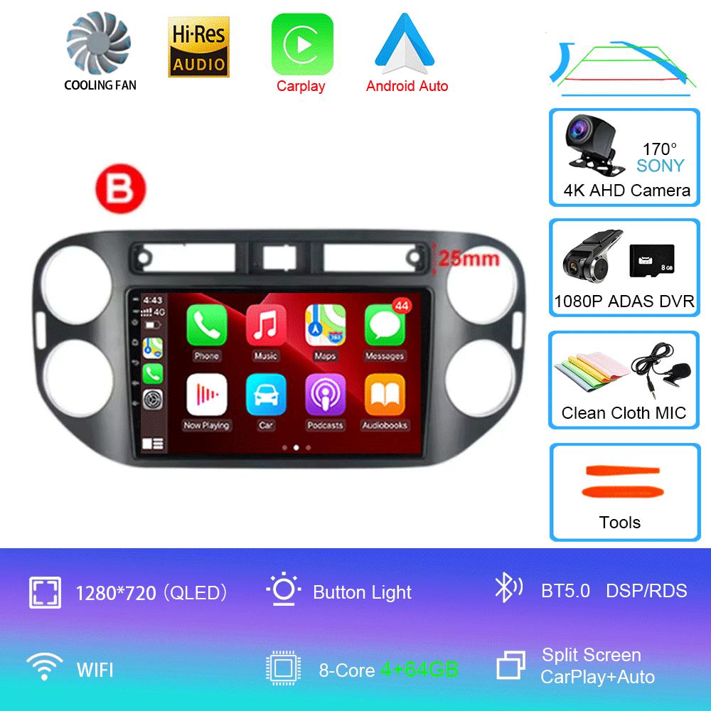 Car Radio Android 14 For VW Volkswagen Tiguan 1 NF 2006 - 2016 Wireless Carplay Auto Multimedia Video Player 4G GPS Head Unit BT