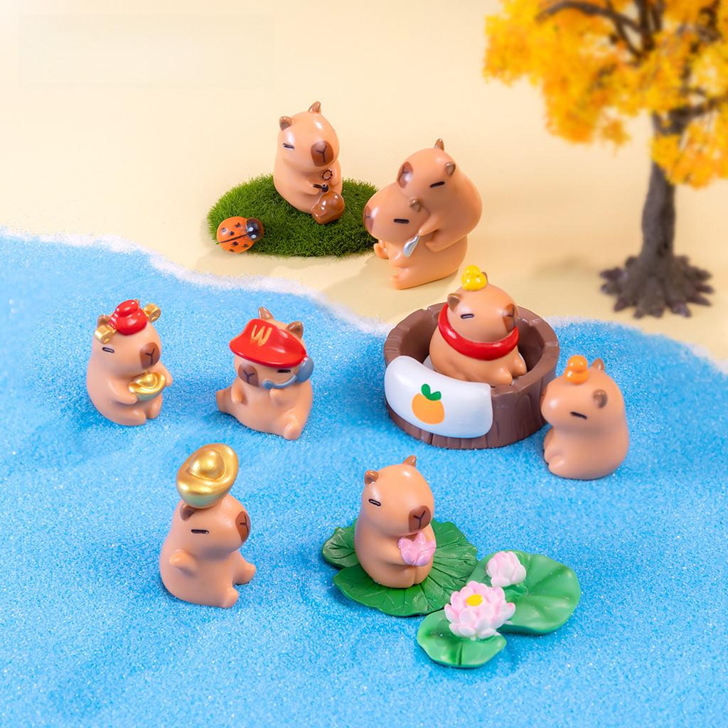 Adorable Capybara Figurine Resin Blind Box Desktop Decor Cartoon Style