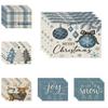 Weihnachts-Leinen-Platzset Traumhaft Blaue Serie Esstisch Geschirr Verbrühschutz und Wärmeisolierende Matte Weihnachtsdekoration