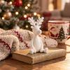 Miniature Deer Figurines for Desktop 3D Printed Minimalist Sculpture, Knit Texture Animal Desk Small Holiday Collectibles Display Ornament, Cute Home