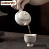 70ML Ink Painting Zhiye Roasting Short Pear Teapot Boutique Tea Infuser Pot Tea Soaking Kettle With Strainer Chinese Tea Set