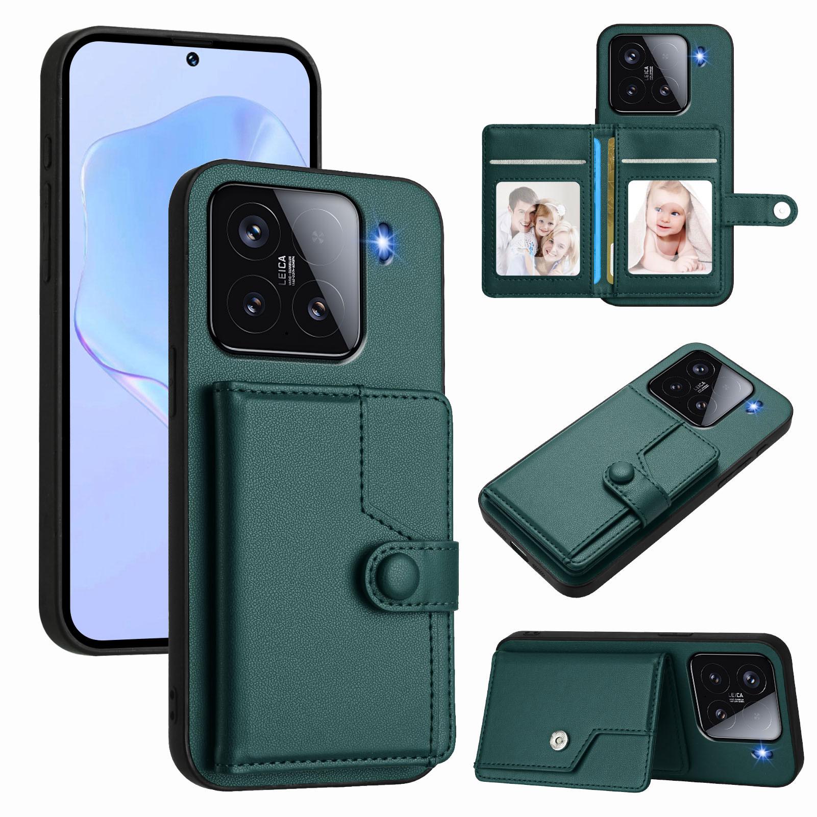

For Xiaomi 15 Case RFID Blocking Card Holder Kickstand TPU + PU Leather Phone Back Cover E