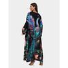 Beach Kimono Cover Ups for Women Plus Size Black Peacock Printed Summer Holiday Bathing Suits with Belt