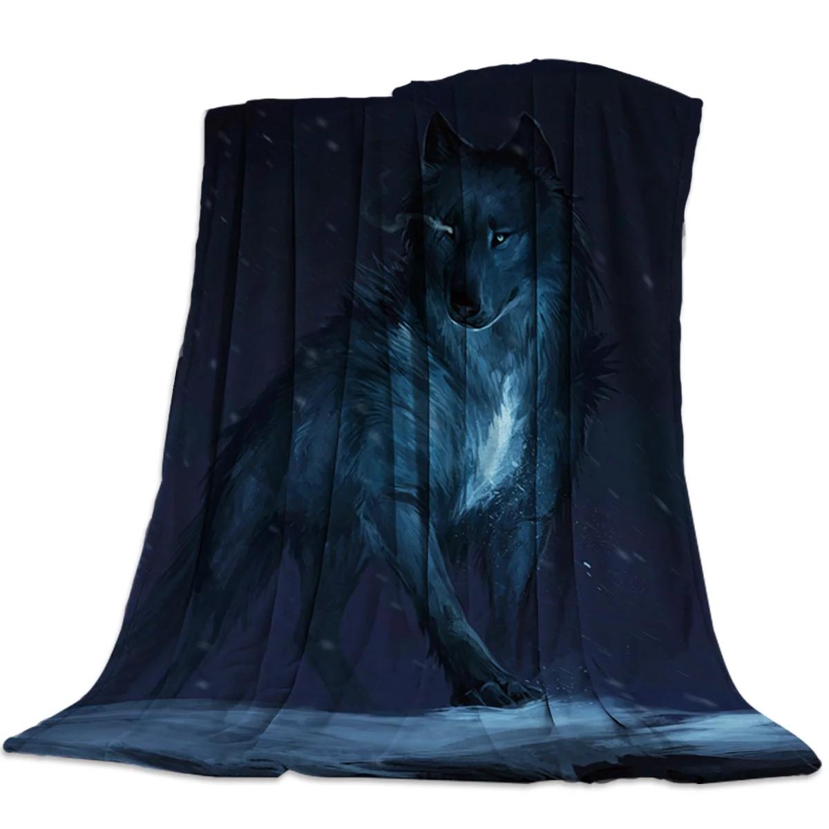 Viking Wolf Totem Bedspread Blanket High Density Super Soft Flannel Blankets for Sofa Bed Car Portable 75cmx90cm
