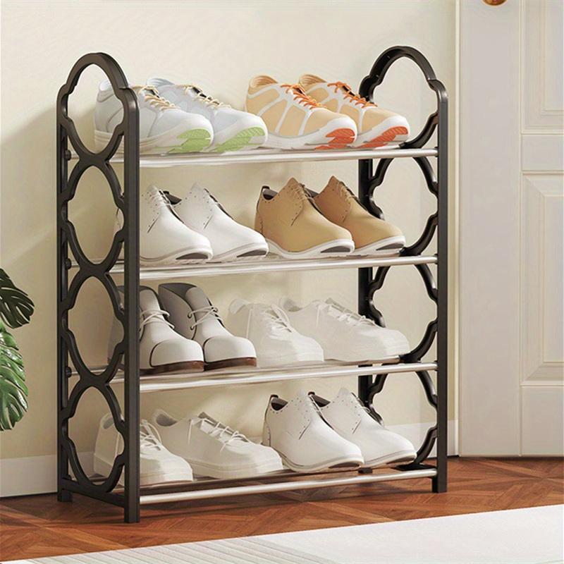 4-Tier Stainless Steel Shoe Rack Organizer Cabinet - Space-Saving, Easy-to-Install, Free-Standing Shoe Storage for Closet, Front Door Entrance