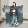Cute S-Santorod Girl Cartoon Wool Blankets  Custom Throw Blanket for  Sofa Bedding Lounge 200x150cm Bedspreads