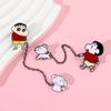 Anime crayon small new brooch small new lead small white chain pendant metal badge bag accessories decoration