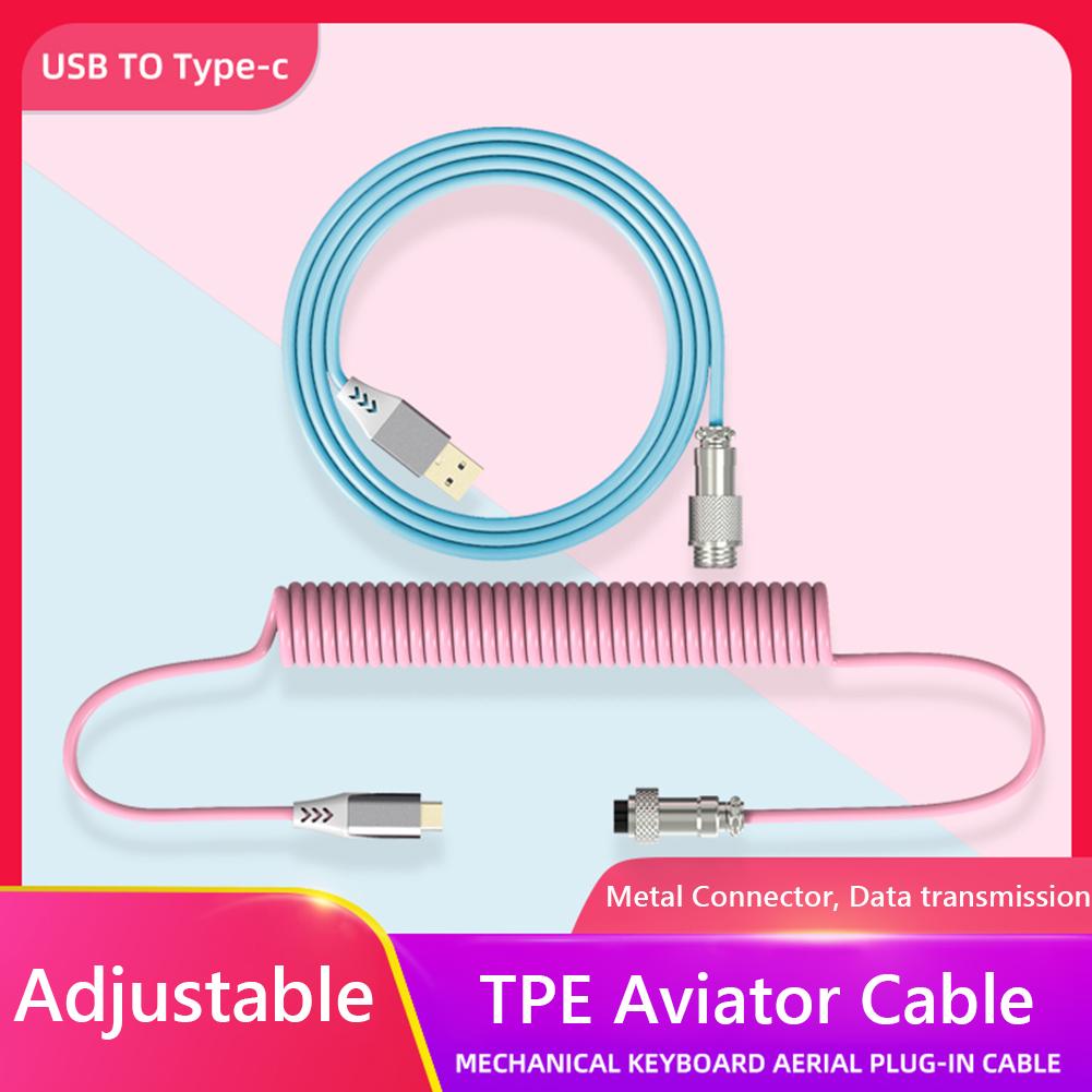 Type-c To Usb Detachable Game Mechanical Keyboard Spiral Plug-in Cable Aviation Connector Data Cable