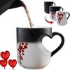 Ceramic Material Heart-Shaped Mug Red Hearts Pattern Magic Ceramic Cup  Couples Gift