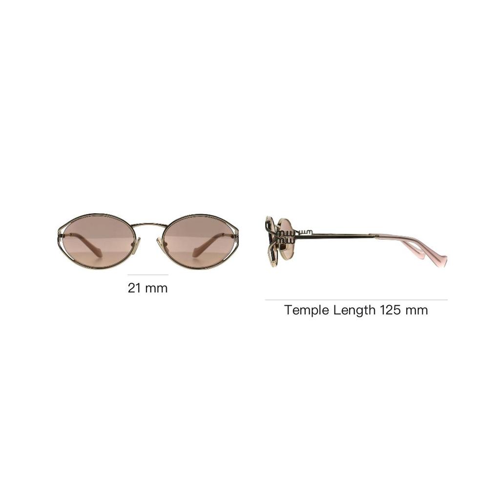 Miu Miu Oval Sunglasses With Metal Arm Logo Design Women sunglasses Gold MU52YSZVN20F
