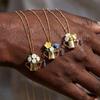 Spring Floral Necklace: Blue Crystal Flower Pot Pendant for Women