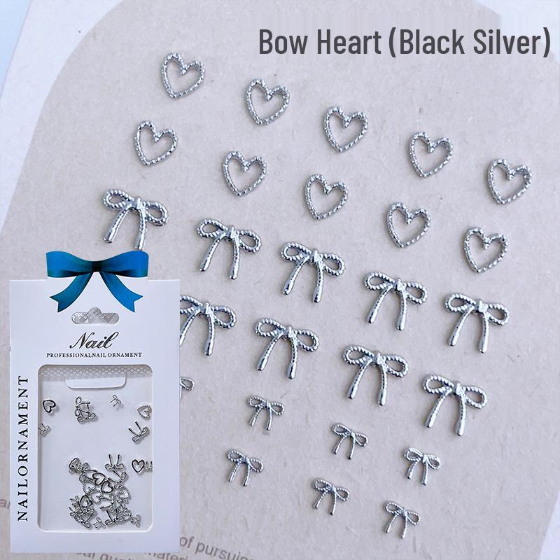 

3D Luxury Butterfly & Gold Nail Art Set with Silver Accents and Heart Shapes