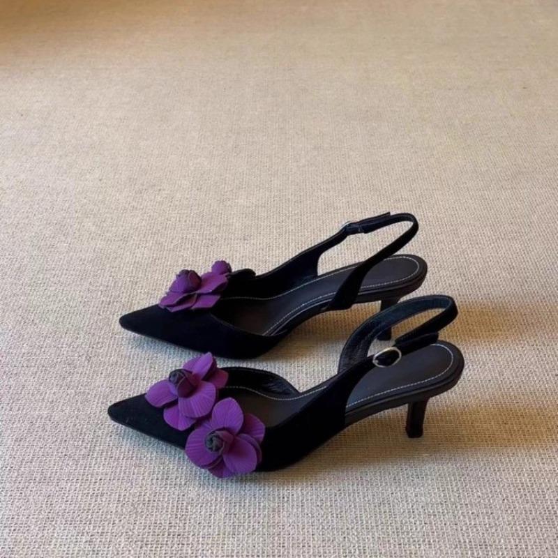 

Fashion Women s Sandals 2025 Summer New Retro Pointed Toe Decal Women s Shoes Fashion Outdoor Party High Heels Sandals Sandalias Mujer 40 чёрный