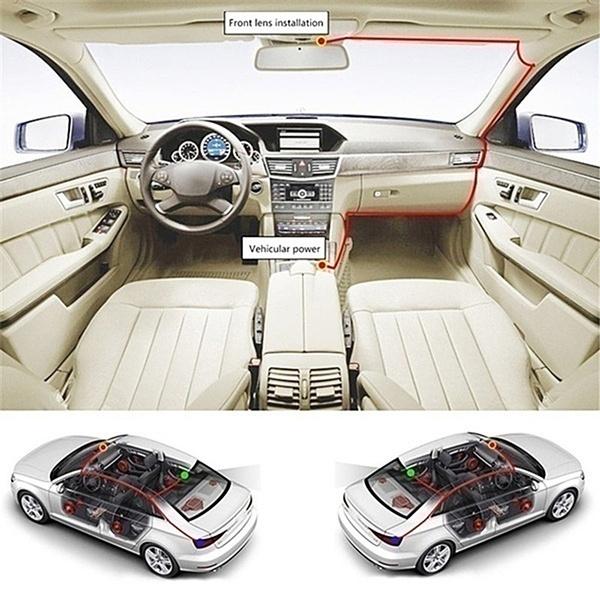 1080P Full HD Car Camera Rearview Mirror Dash DVR Cam Backup Camera Night Vision Front and Rear Dual Lens Video Recorder Reversing Car  Video Recorder