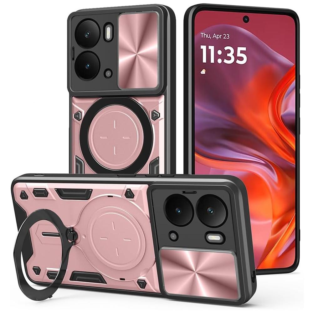 

Защитный чехол для Realme 14 5G Realme 14T чехол с кольцом-подставкой держателем защита объектива Fundas Coque Capa Realme 14T 5G розового золота