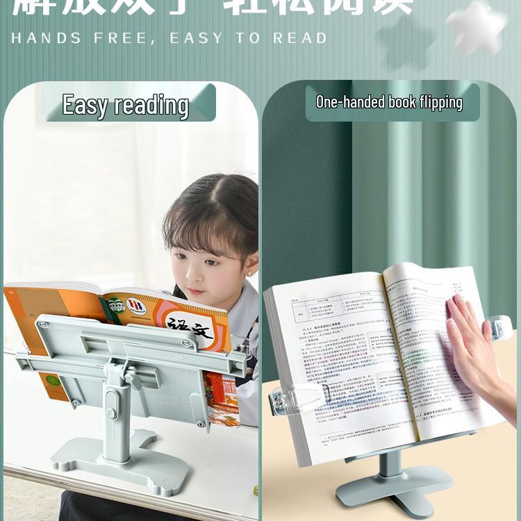 Adjustable Children's Book Stand: Multipurpose Reading Rack & Book Clip Holder.