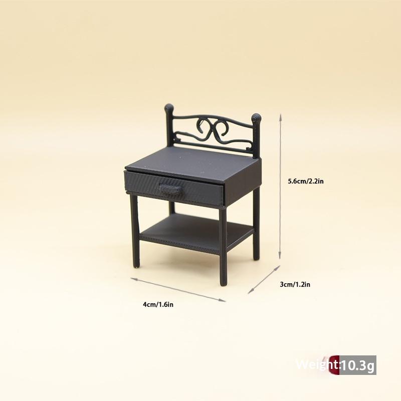 1Pcs Realistic Design Mini Nightstand Dollhouse Bedside Table Miniature Bedroom Furniture High Intricacy For Hobbyists