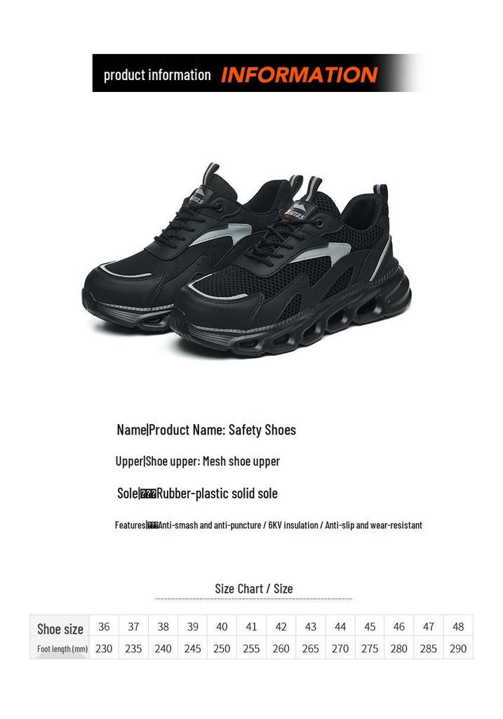 Men's Summer Breathable Steel Toe Safety Shoes - Anti-Smash, Anti-Puncture, Insulated Work Shoes