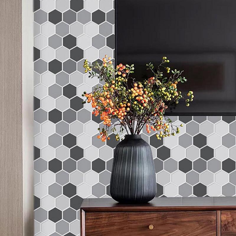 Wall Tile Stickers 10 Sheets Laundry Room Decals 3D Vanity Peel And Stick Wall Tile Hexagon For Kitchens Bathrooms Fireplace