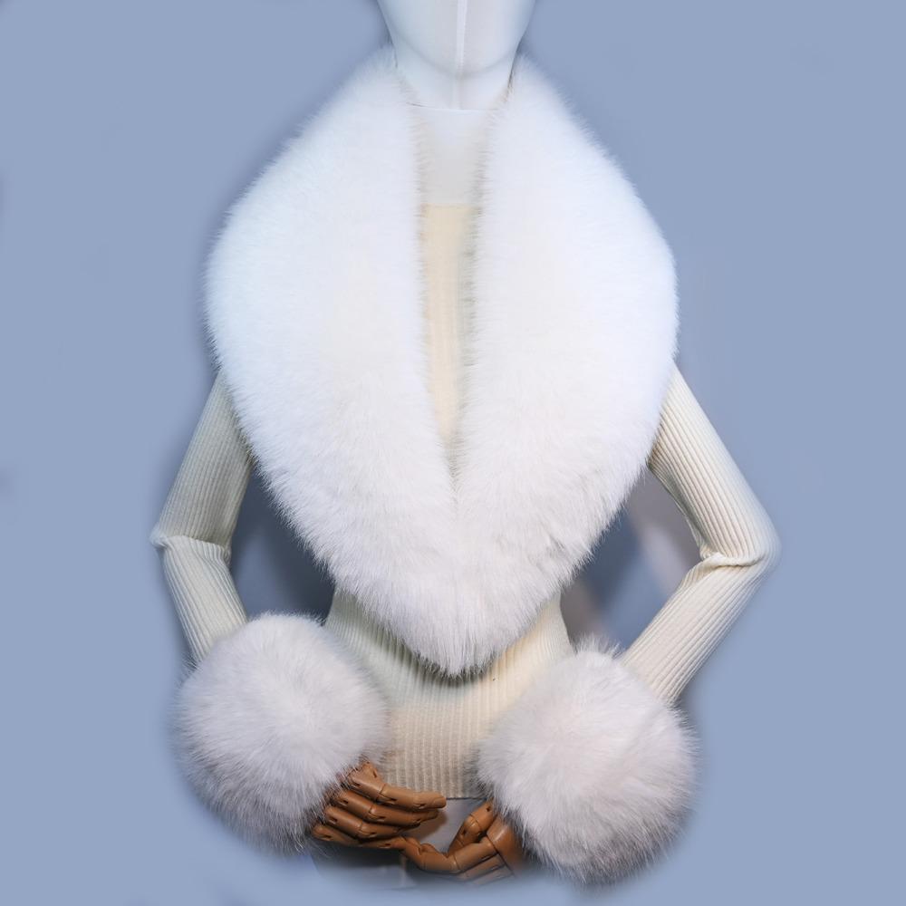 3Pcs Set Faux Fur Material Faux Fur Collar Cuffs Set Warm Texture Soft Touch Faux Fur Scarves Detachable