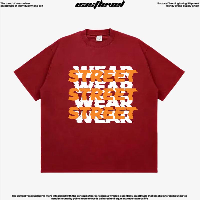 

Унисекс Винтажная Хлопковая Хип-Хоп Футболка с Английским Принтом XX-Large кирпич красный