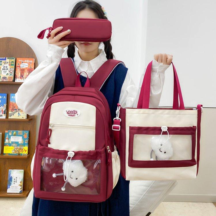 Schoolbag1011 high value Mori multi-compartment niche fashion transparent pain layer schoolbag ins cute girl double shoulder tide bag
