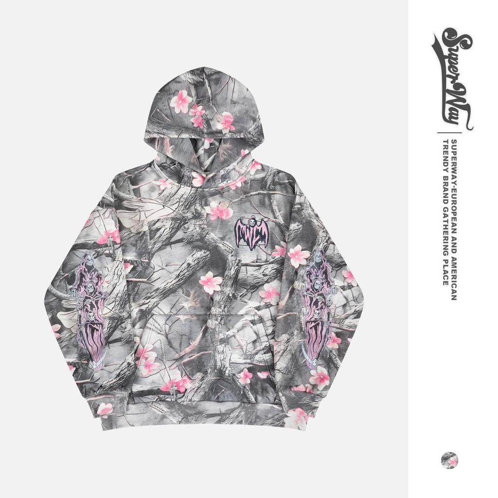 Lan Hai Menswear | 2025 Autumn/Winter New American Retro Vintage Devil Distressed Fleece-Lined Hoodie