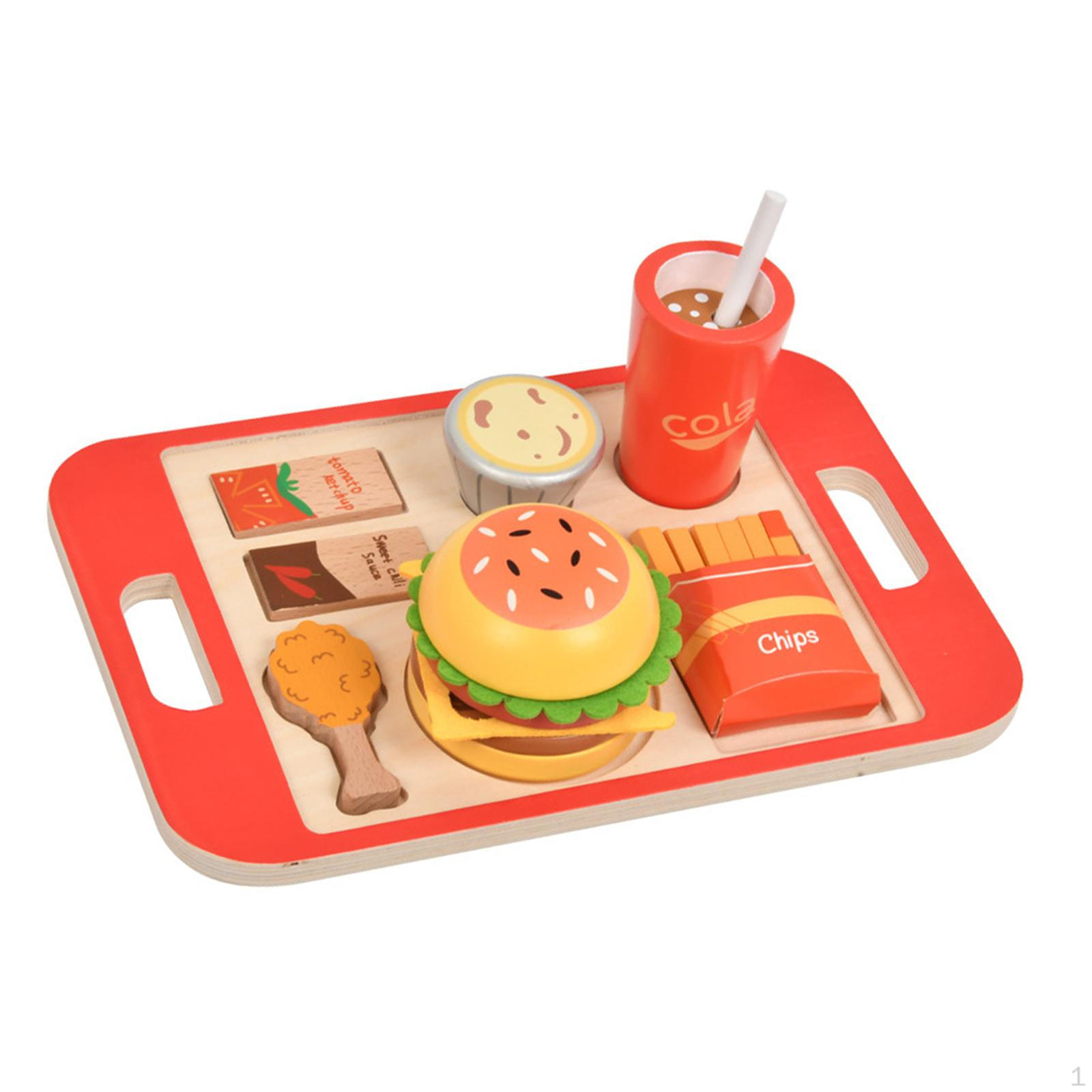 

Wooden Stacking Burger Toy Kitchen Accessories,Early Learning,Play Food,Educational Activities for