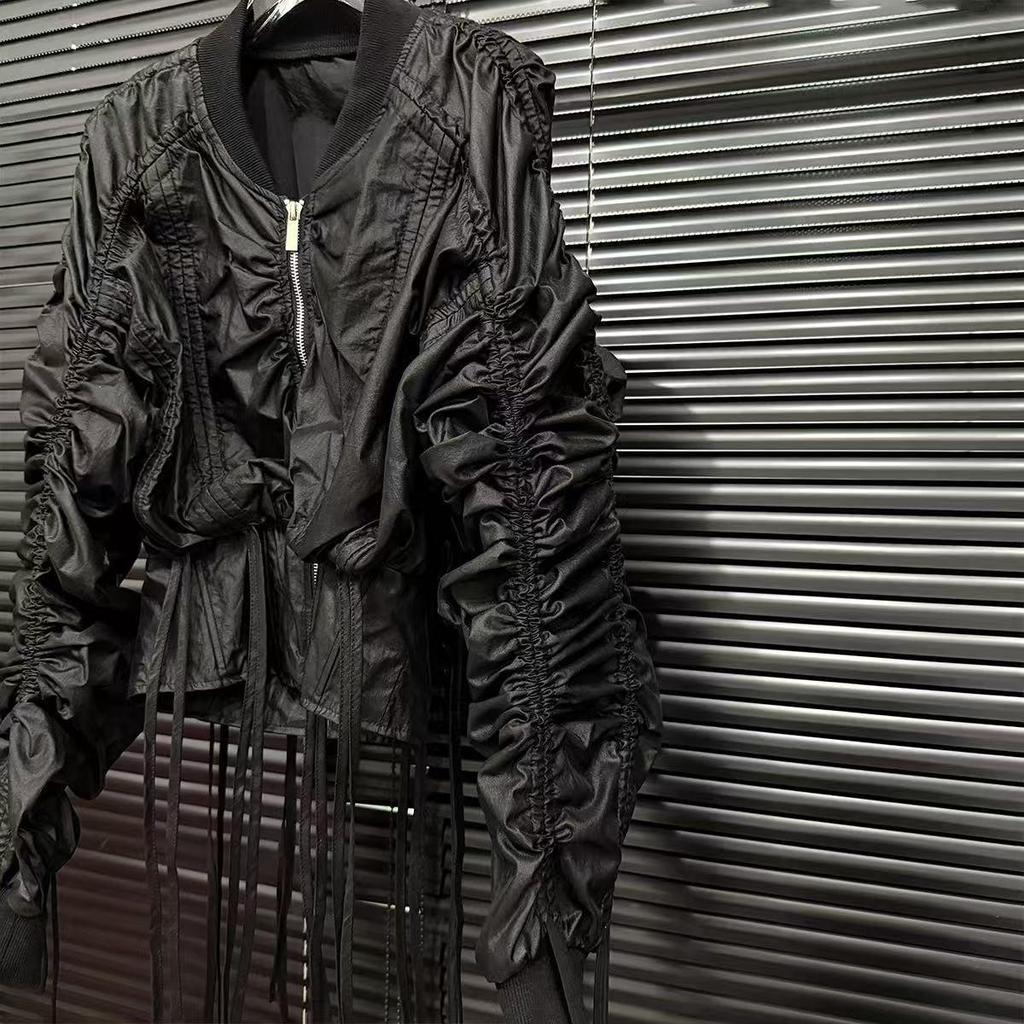 Niche Design Retro Spicy Girl Ruched Drawstring Short Jacket for Women - New Spring Fashion.
