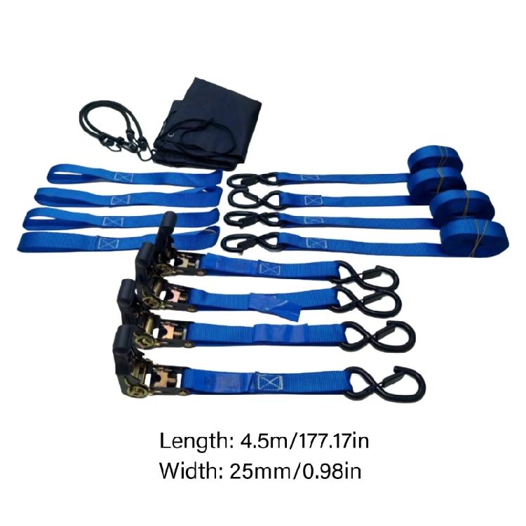 Reinforced Ratchet Strap Tie Downs 2200Lbs Break Force Antislip Handles For Outdoor Equipment Hauling