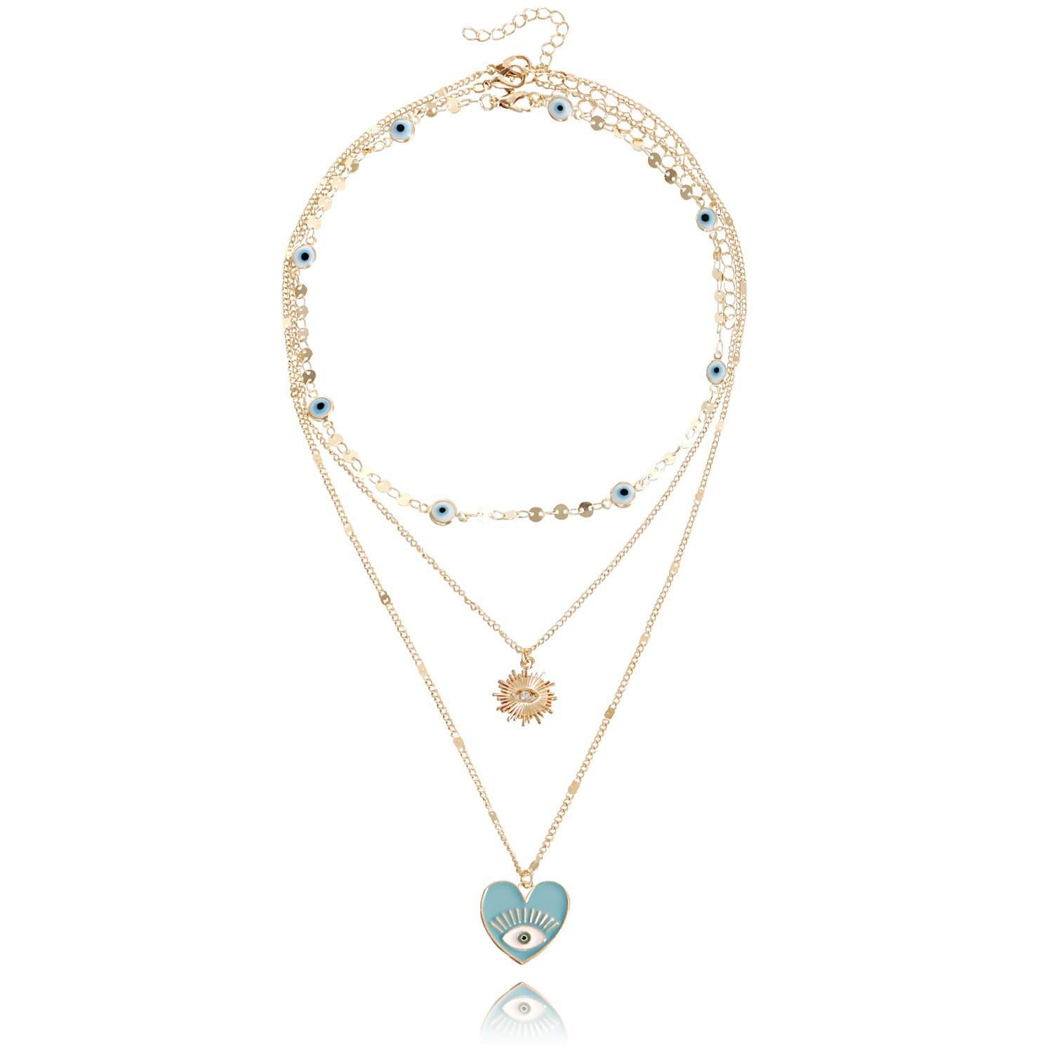 

European and American jewelry ins multi-layer devil s eye collarbone chain cold wind eye necklace female niche design sense