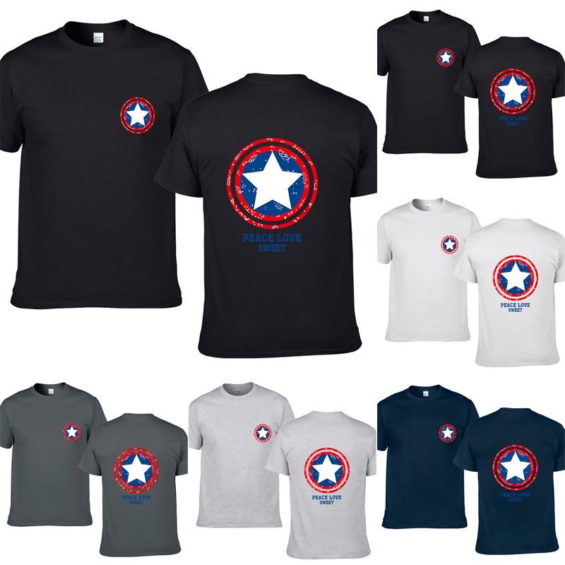 Classic Captain America Men's Casual T-shirt With Short Sleeves And O-neck Design