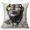 Cute Baby Dog Puppy Cartoon Cosplay Animal Oil Painting Art Home Decoration Sofa Throw Pillow Case Linen Kids Gift Cushion Cover