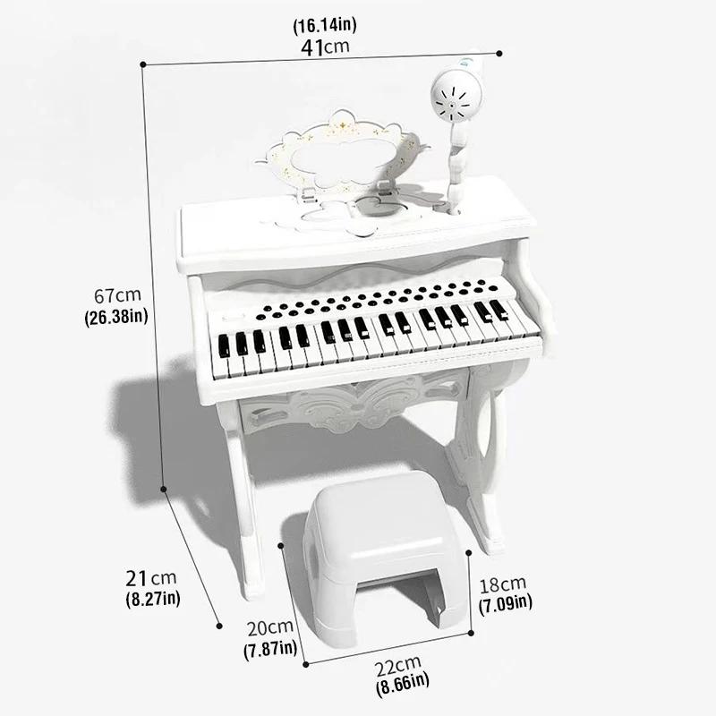Pian Electronic cu 37 de Clape cu Microfon Scaun Cântec Instrument Muzical Începător Băieți Fete Copii Jucării Cadouri de Crăciun