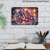 2D Flat, 1pc Patriotic Celebration Plaque, 12"×8" - Fireworks & Balloons Decor Sign, Red White & Blue - Aluminium Wall Hanging Decoration for