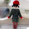 Christmas Set Girls' Velvet Party Performance Dress