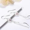 Delicate Female Earrings  Silver Needle Cherry Blossom Flower Long Tassel Earline Wave Fairy Earrings for Women
