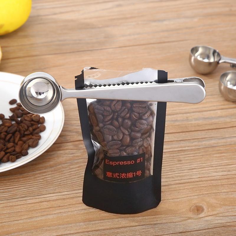 Stainless Spoon with Clip Small Kitchen Accessories Teaspoon Honey Coffee Spoon Condiments Scoop for Restaurant