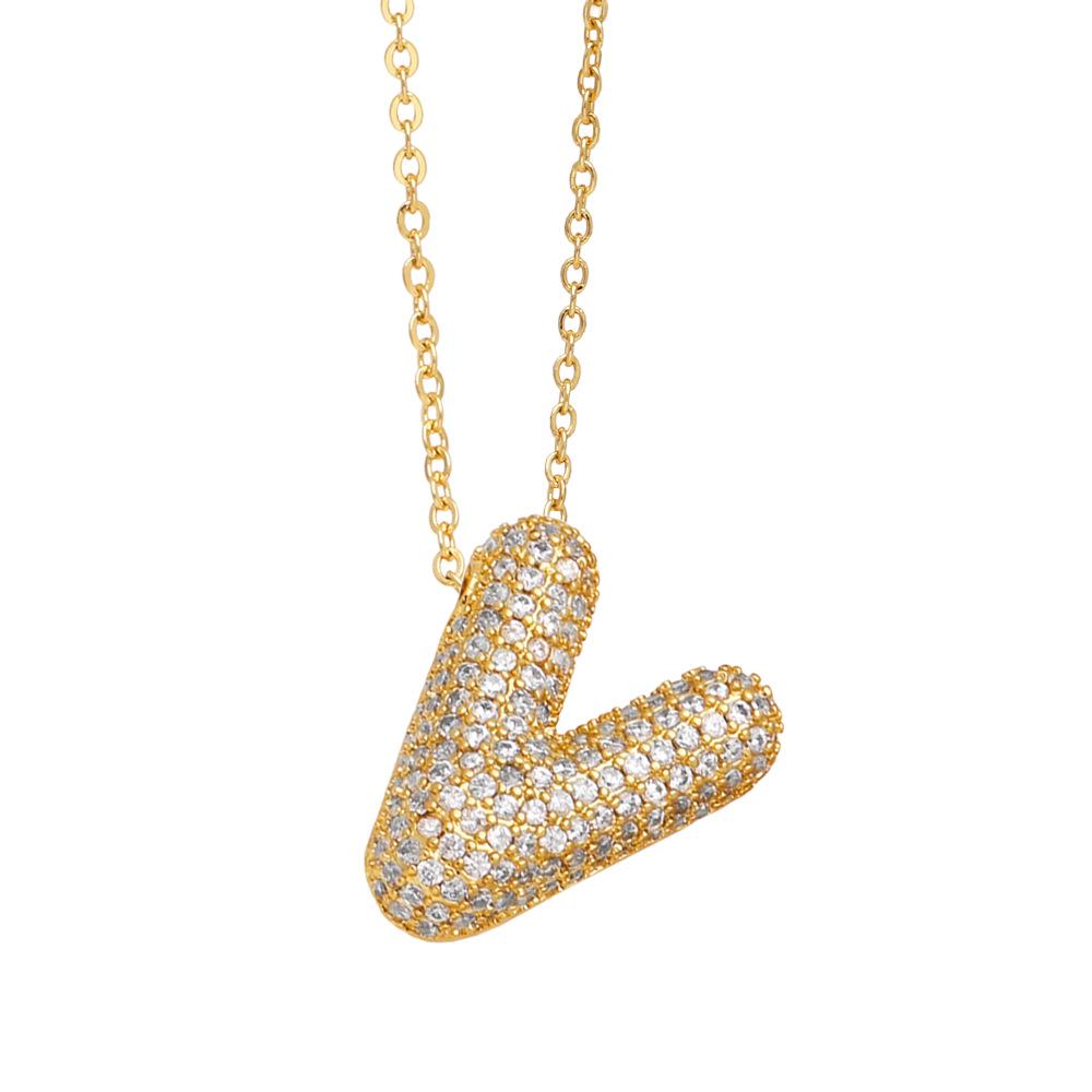 Zircon Alphabet Necklace: Elegant Clavicle Chain for Women