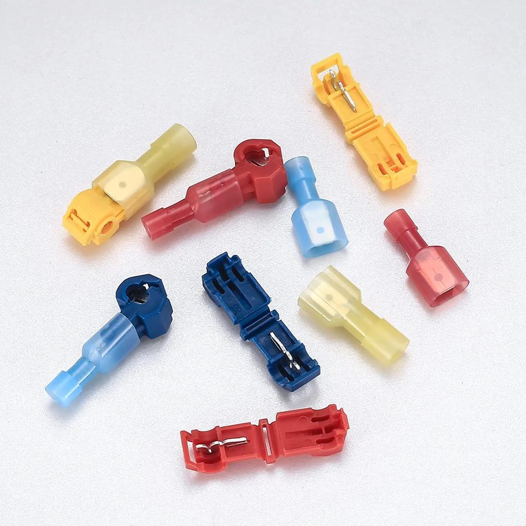 T-Tap Wire Connectors Quick Splice Self-Stripping Electrical Terminals Fully Insulated Disconnects Kit for Wiring Automotive