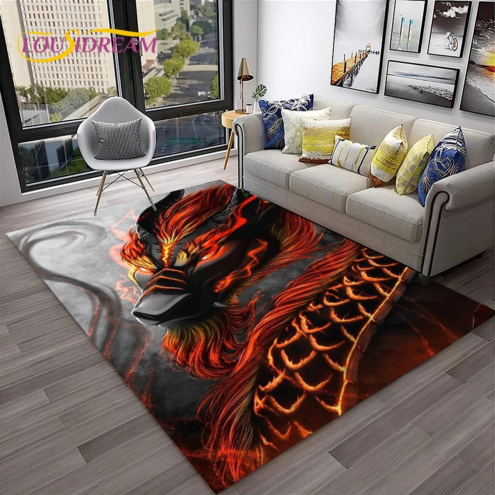 3D Chiński Smok Mit Sztuka Kreskówka Dywanik Dywan do Domu Salon Sypialnia Sofa Wycieraczka Dekor, Dywanik do Zabawy dla Dzieci Antypoślizgowa Mata Podłogowa