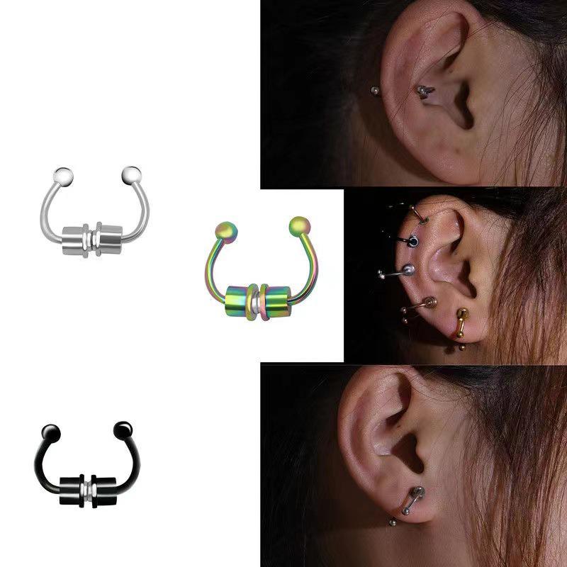 Stainless Steel Magnetic Nose Ring - Non-Piercing Hoop & Stud Clip Jewelry