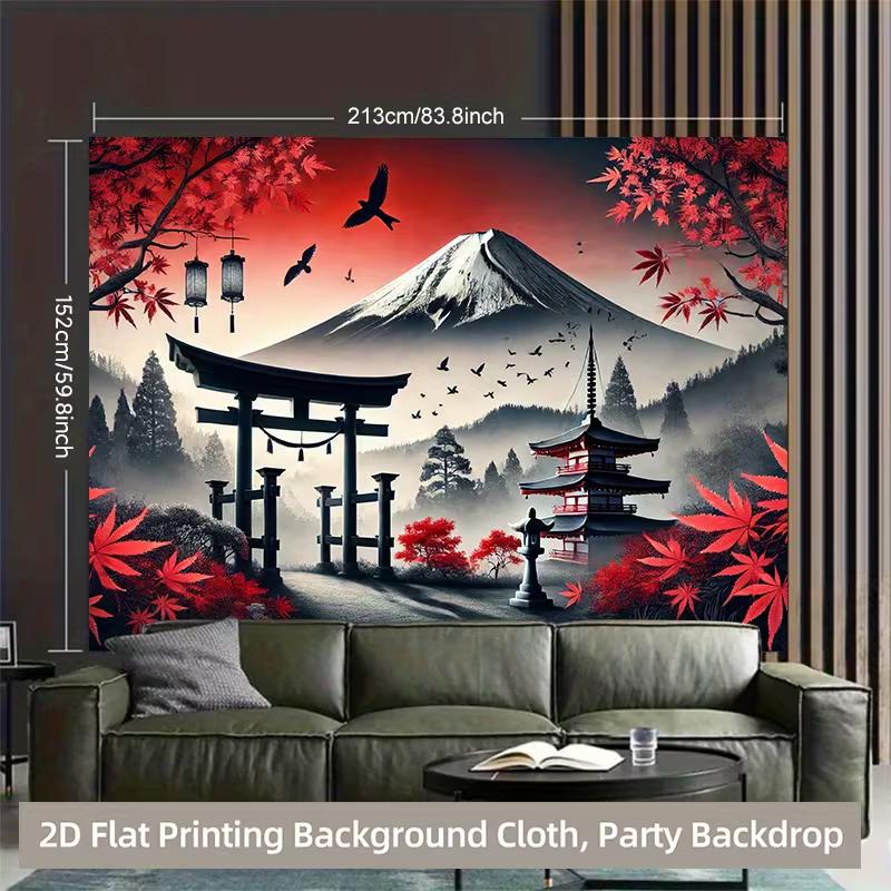 2D Traditional Japanese Temple with Mount Fuji Backdrop Cloth