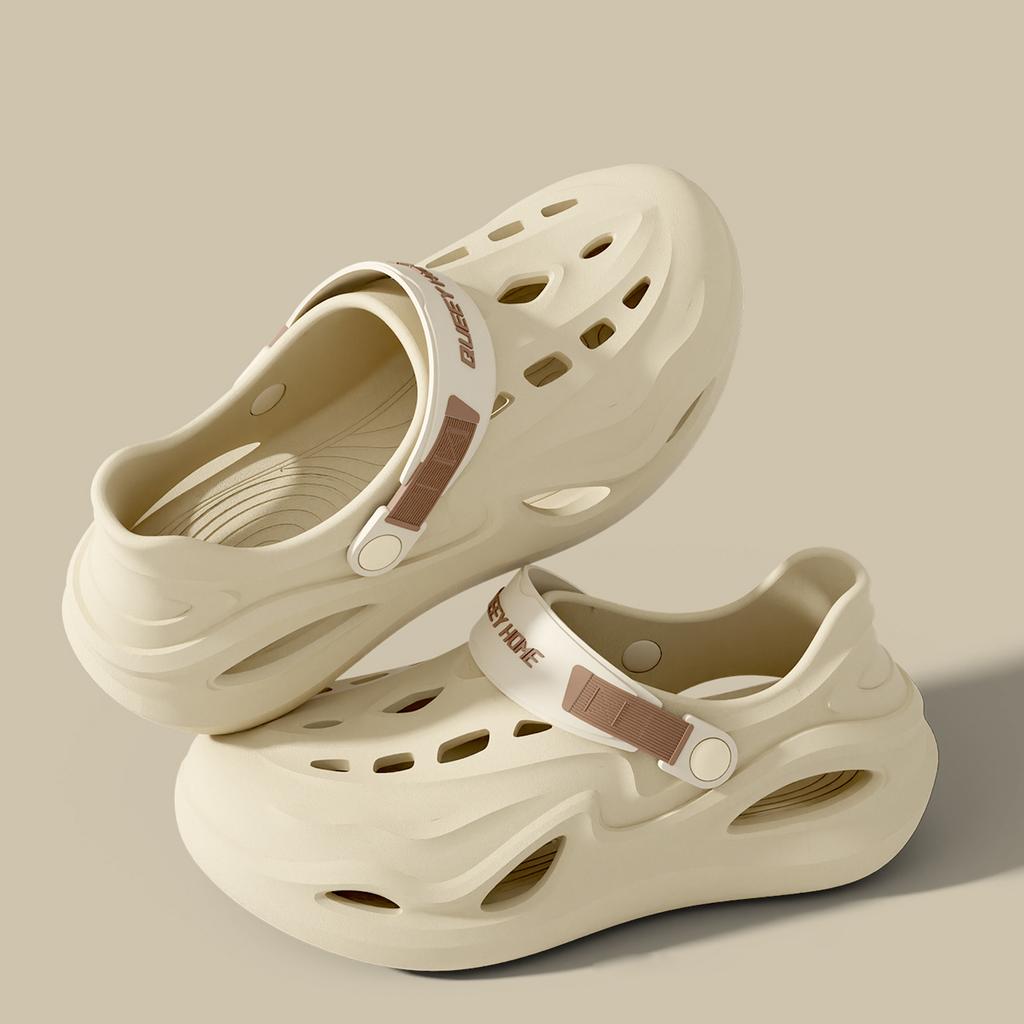 Queeyhome Men'S Sandals Summer Anti Slip Thick Sole Sports Slippers Indoor Outdoor Clogs Beach Fishing Fashion Hole Aqua Shoes